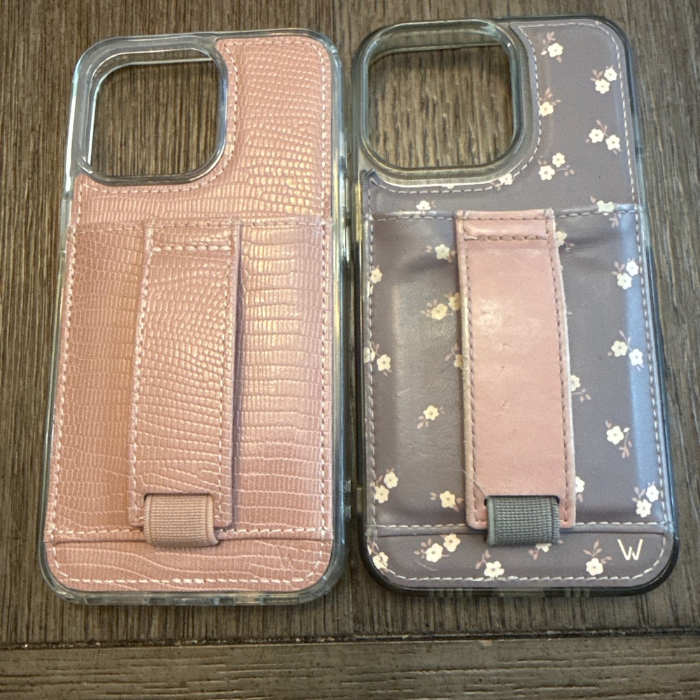 Lot of 2 Walli Cases for iPhone 13 Pro 1 Pink Python and 1 Full Bloom EUC